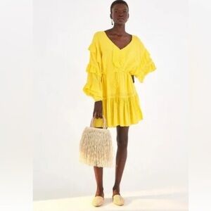 NWT Farm Rio Yellow Canarias Ruffled Mini Dress Size M